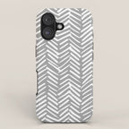 Abstract Herringbone Pattern, Rustic, Gray and White iPhone Case Gallery Image 1