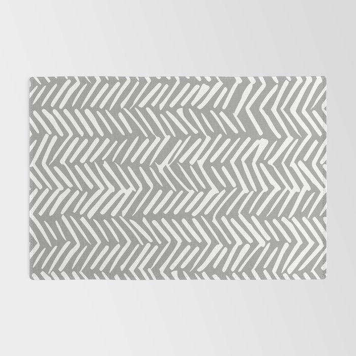 Abstract Herringbone Pattern, Rustic, Gray and White Rug Gallery Image 2