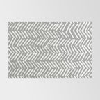 Abstract Herringbone Pattern, Rustic, Gray and White Rug Gallery Image 2