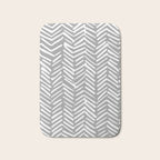 Abstract Herringbone Pattern, Rustic, Gray and White Bath Mat Gallery Image 1