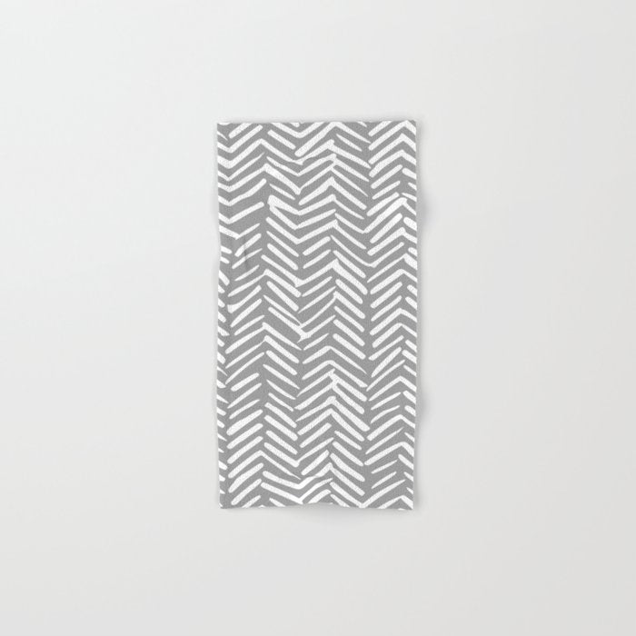 Abstract Herringbone Pattern, Rustic, Gray and White Towels Gallery Image 1