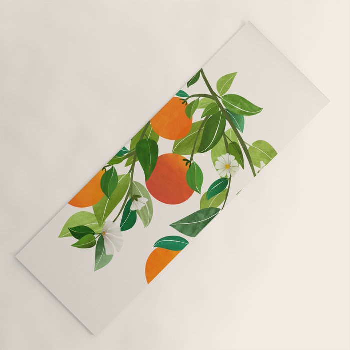 Oranges and Blossoms Tropical Fruit Painting Yoga Mat Gallery Image 1