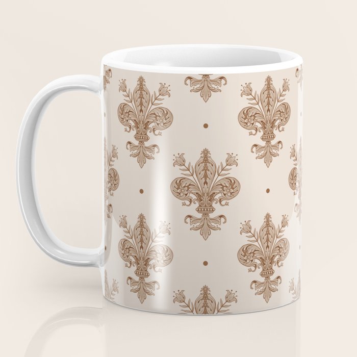 Fleur De Lis In Neutral Coffee Mug Gallery Image 3