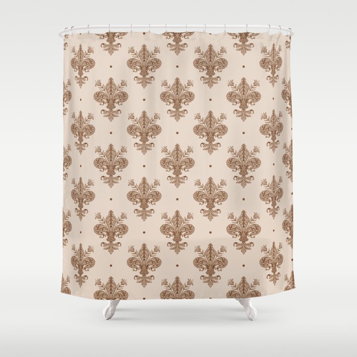 Fleur De Lis In Neutral Shower Curtain Gallery Image 1