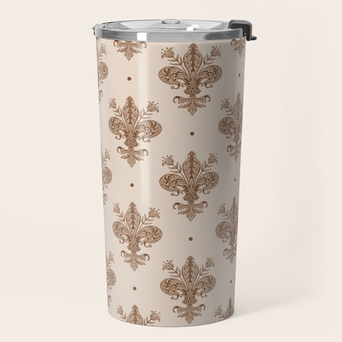 Fleur De Lis In Neutral Travel Mug Gallery Image 2