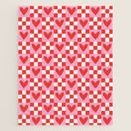 Red love heart checkered pattern Jigsaw Puzzle Gallery Image 1