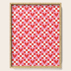 Red love heart checkered pattern Serving Tray Gallery Image 1