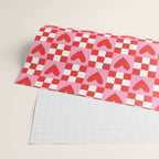 Red love heart checkered pattern Wrapping Paper Gallery Image 2