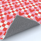 Red love heart checkered pattern Rug Gallery Image 4