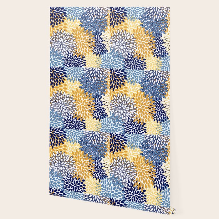 Floral Blooms, Yellow and Blue Flowers Wallpaper Gallery Image 2
