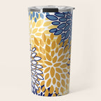 Floral Blooms, Yellow and Blue Flowers Travel Mug Gallery Image 1