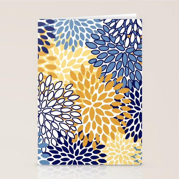 Floral Blooms, Yellow and Blue Flowers Stationery Card Gallery Image 2