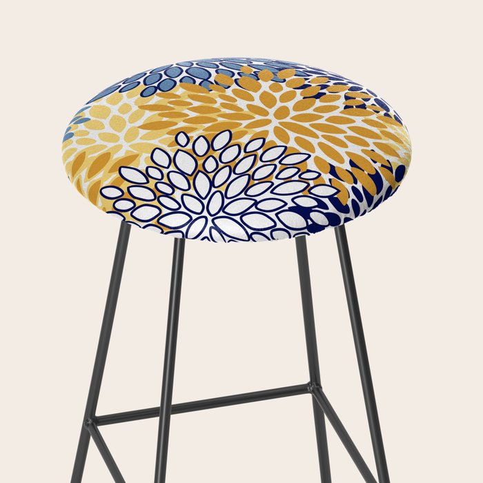 Floral Blooms, Yellow and Blue Flowers Stool Gallery Image 2
