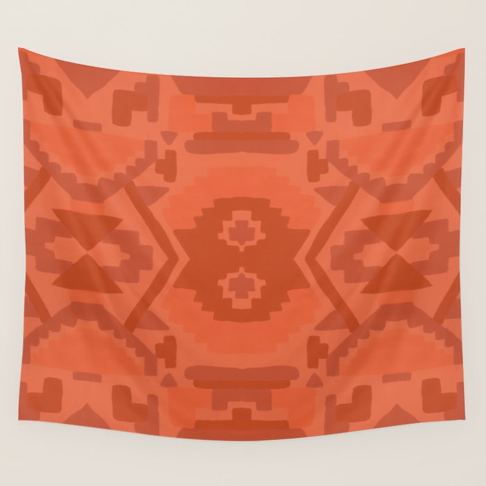 Geometric Aztec in Chile Red Wall Tapestry Gallery Image 4