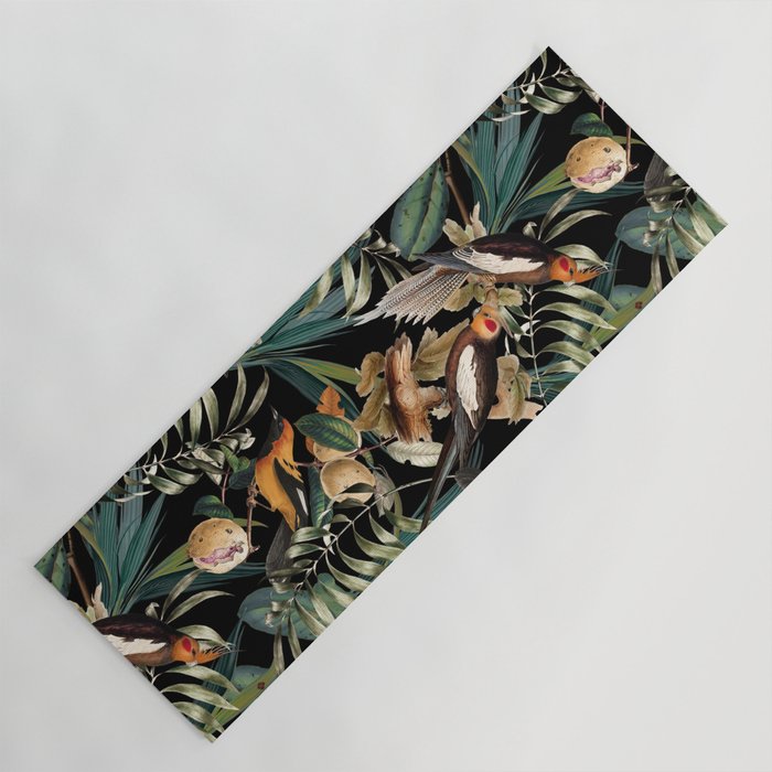 Floral and Birds Vintage Garden Night Yoga Mat Gallery Image 1