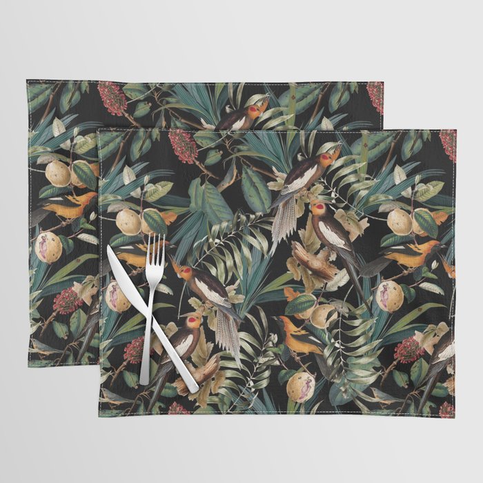 Floral and Birds Vintage Garden Night Placemat Gallery Image 1