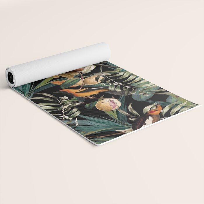 Floral and Birds Vintage Garden Night Yoga Mat Gallery Image 2