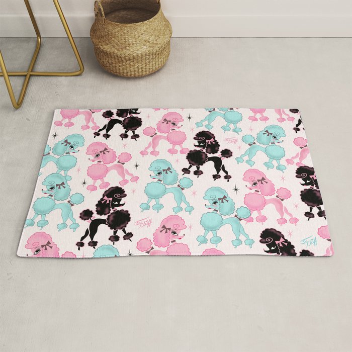 Poodlerama Retro Poodles Rug Gallery Image 1