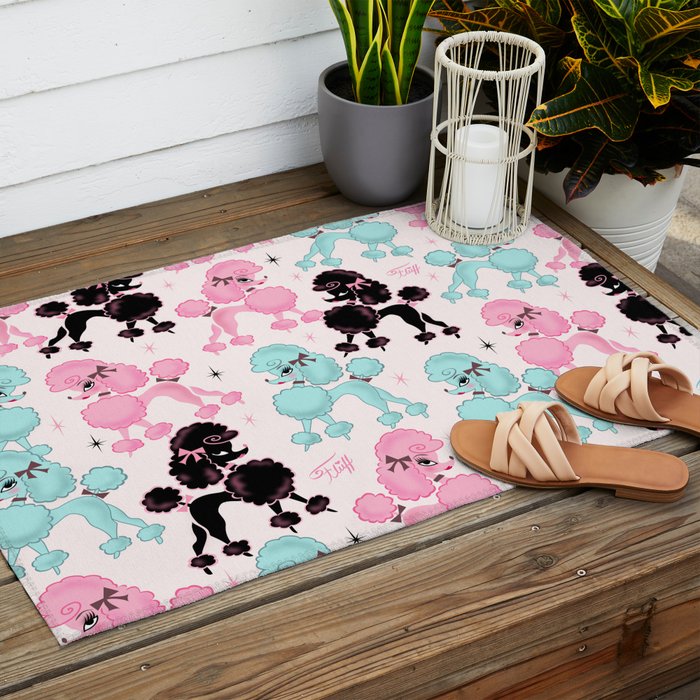 Poodlerama Retro Poodles Outdoor Rug Gallery Image 2