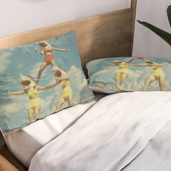 On Evil Beach - Shark Attack Pillow Sham Gallery Image 2