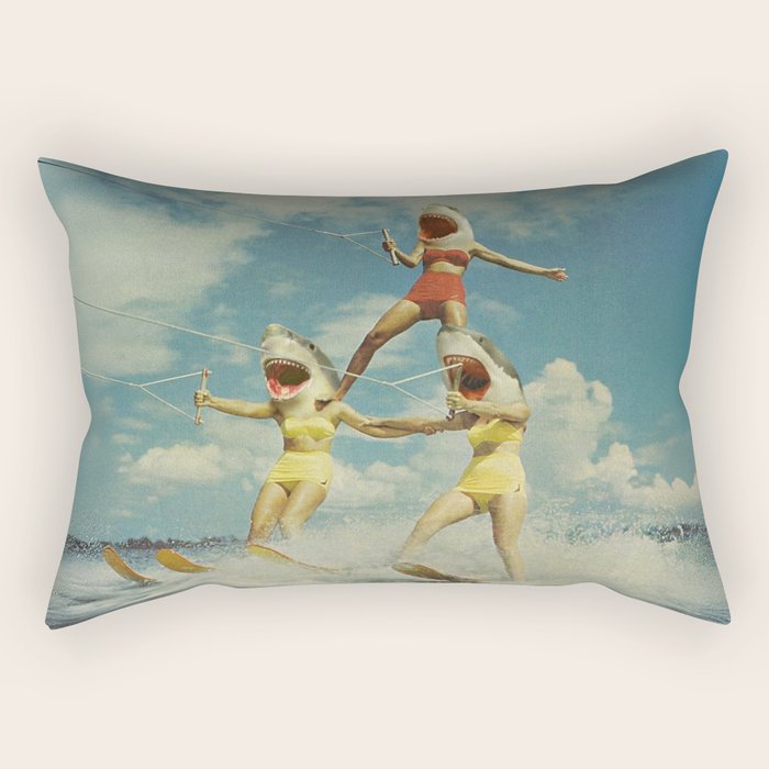 On Evil Beach - Shark Attack Rectangular Pillow Gallery Image 2