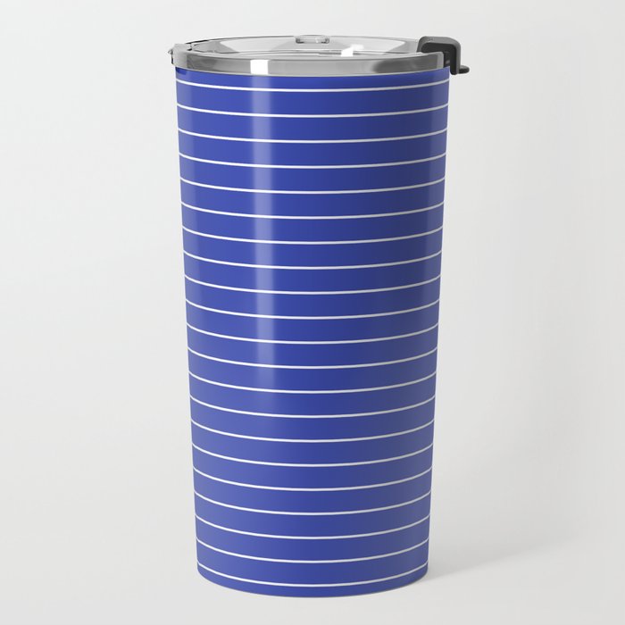 Minimal Arch XXI Bright Blue Modern Geometric Lines Travel Mug Gallery Image 2