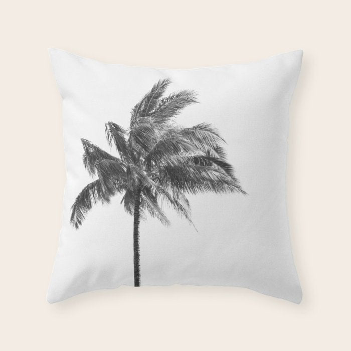 Maui Palm Tree - Black and White Photography Throw Pillow Gallery Image 6