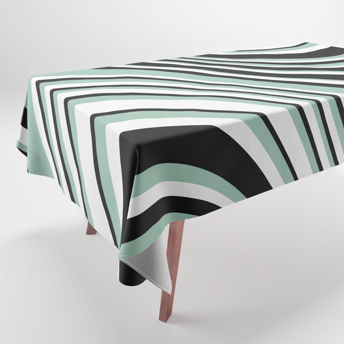 Wavy Stripes XII - Mint, Black and White Tablecloth Gallery Image 1