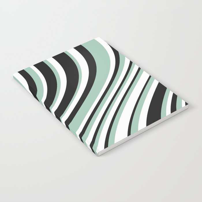 Wavy Stripes XII - Mint, Black and White Notebook Gallery Image 2