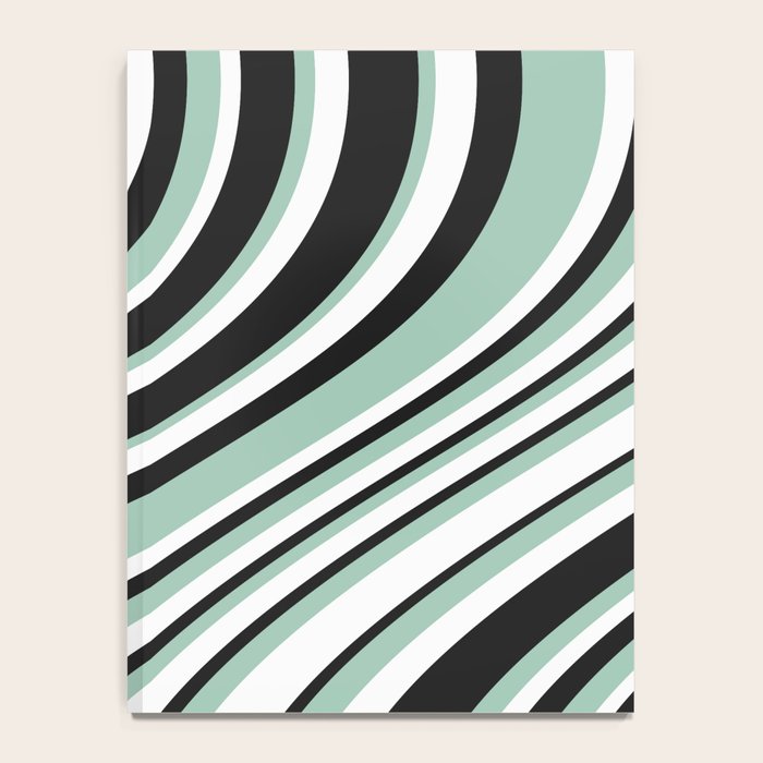 Wavy Stripes XII - Mint, Black and White Notebook Gallery Image 4