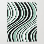 Wavy Stripes XII - Mint, Black and White Poster Gallery Image 4