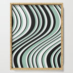Wavy Stripes XII - Mint, Black and White Serving Tray Gallery Image 1