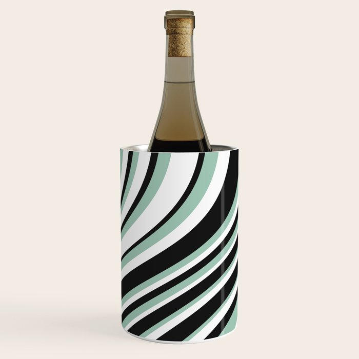 Wavy Stripes XII - Mint, Black and White Wine Chiller Gallery Image 2