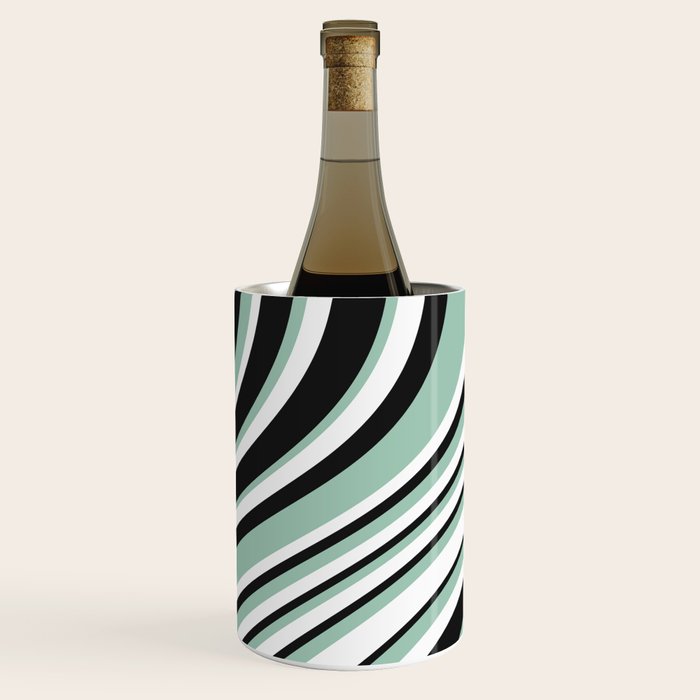 Wavy Stripes XII - Mint, Black and White Wine Chiller Gallery Image 3