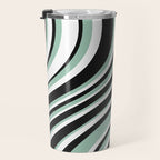 Wavy Stripes XII - Mint, Black and White Travel Mug Gallery Image 3