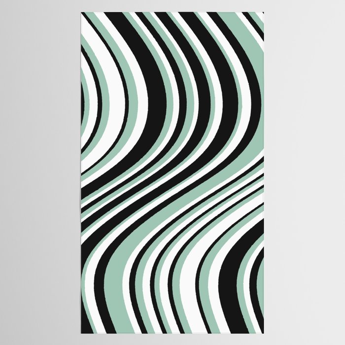 Wavy Stripes XII - Mint, Black and White Tablecloth Gallery Image 2