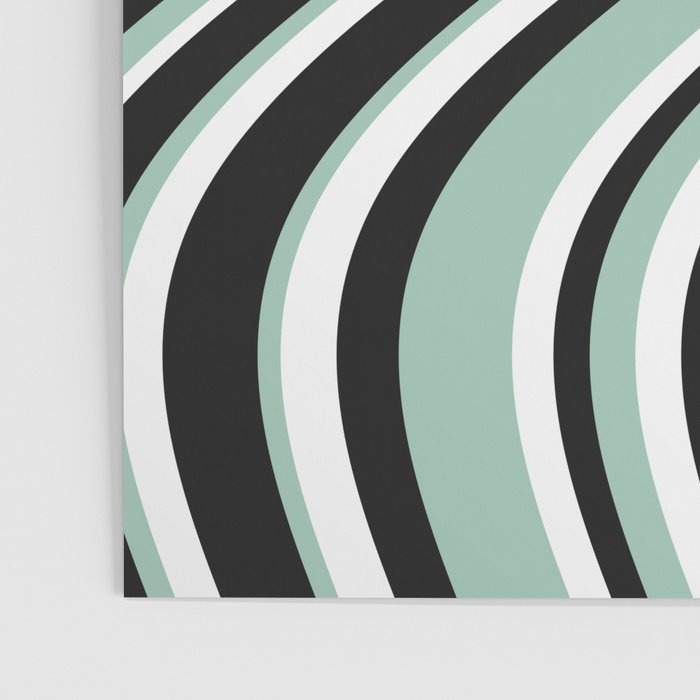 Wavy Stripes XII - Mint, Black and White Poster Gallery Image 3