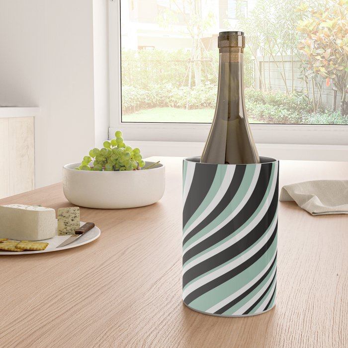 Wavy Stripes XII - Mint, Black and White Wine Chiller Gallery Image 4