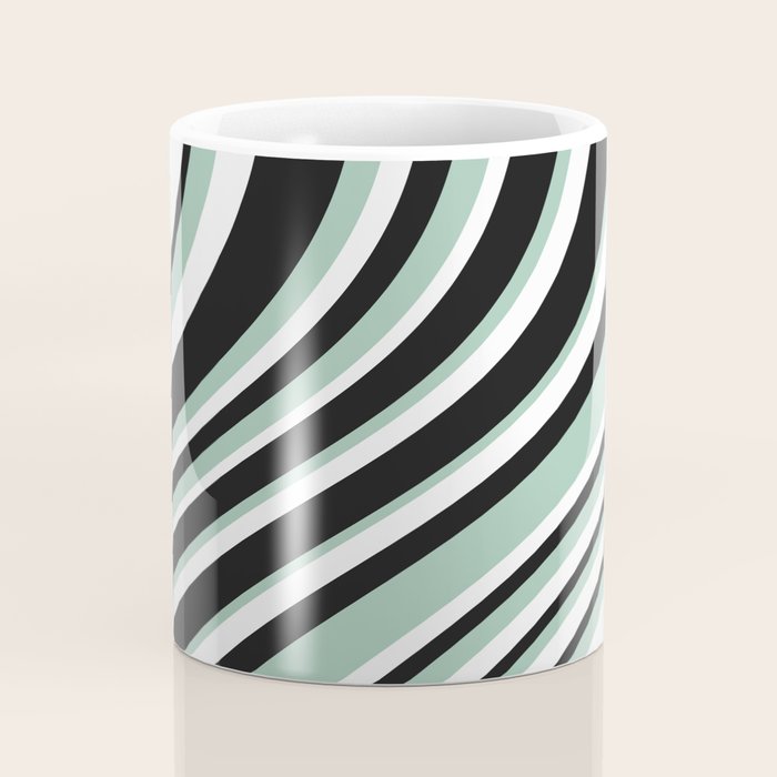 Wavy Stripes XII - Mint, Black and White Coffee Mug Gallery Image 4
