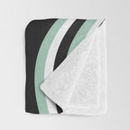 Wavy Stripes XII - Mint, Black and White Throw Blanket Gallery Image 3