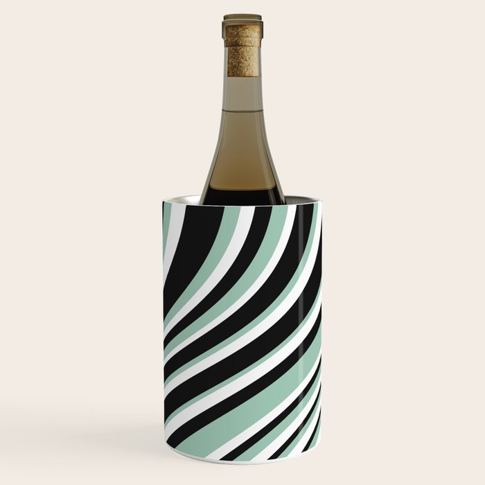 Wavy Stripes XII - Mint, Black and White Wine Chiller Gallery Image 1