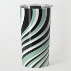 Wavy Stripes XII - Mint, Black and White Travel Mug Gallery Image 1