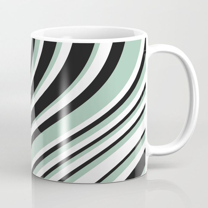 Wavy Stripes XII - Mint, Black and White Coffee Mug Gallery Image 1
