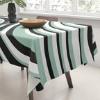 Wavy Stripes XII - Mint, Black and White Tablecloth Gallery Image 3