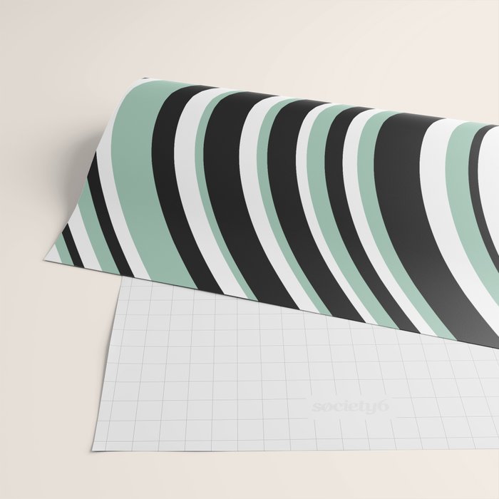 Wavy Stripes XII - Mint, Black and White Wrapping Paper Gallery Image 2