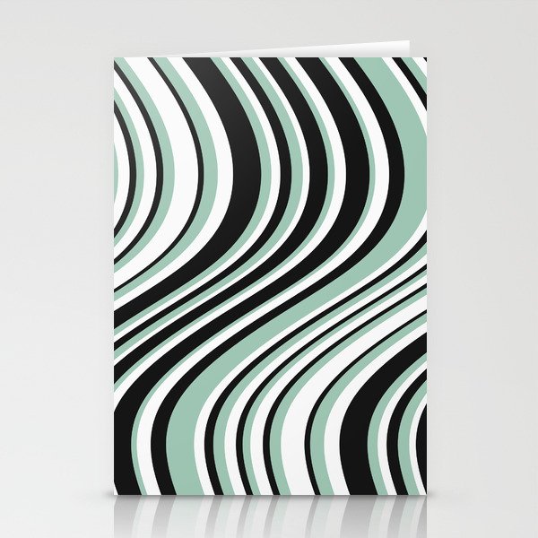 Wavy Stripes XII - Mint, Black and White Stationery Card Gallery Image 1