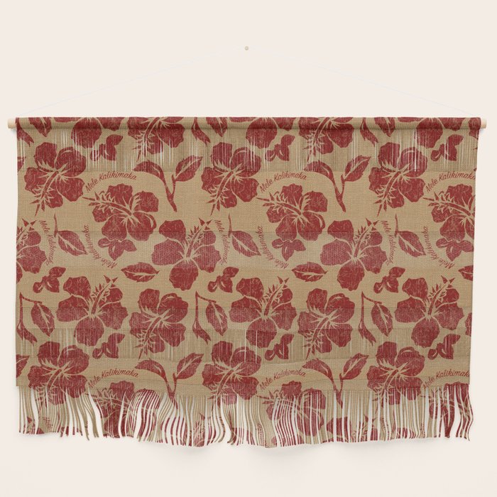 Mele Kalikimaka Vintage Pareau Hawaiian Hibiscus  Wall Hanging Gallery Image 1