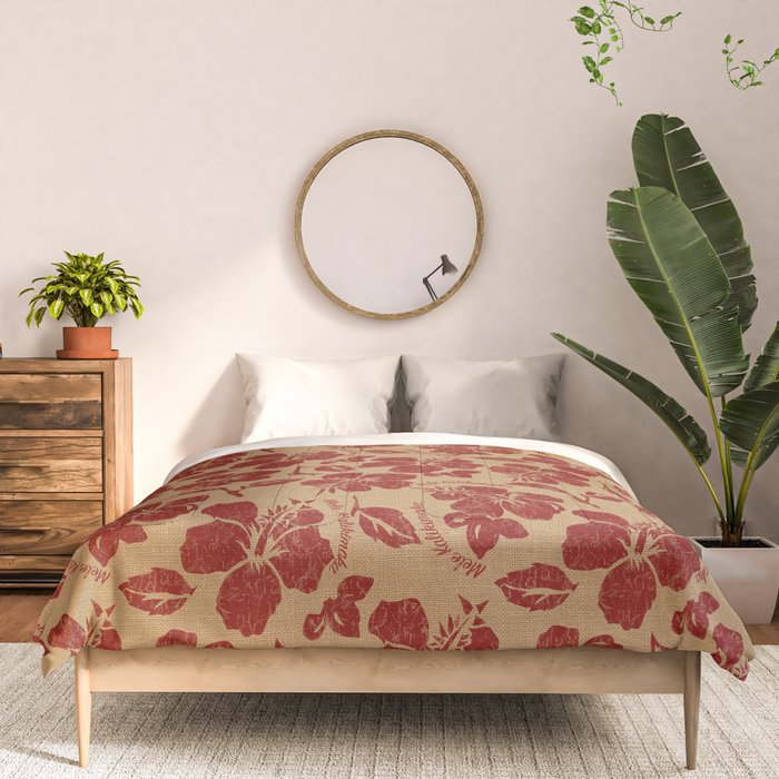 Mele Kalikimaka Vintage Pareau Hawaiian Hibiscus  Comforter Gallery Image 3
