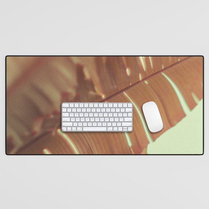 Sunset Banana Leaves tropical leaf botanical photograph Desk Mat Gallery Image 1
