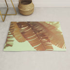 Sunset Banana Leaves tropical leaf botanical photograph Rug Gallery Image 1